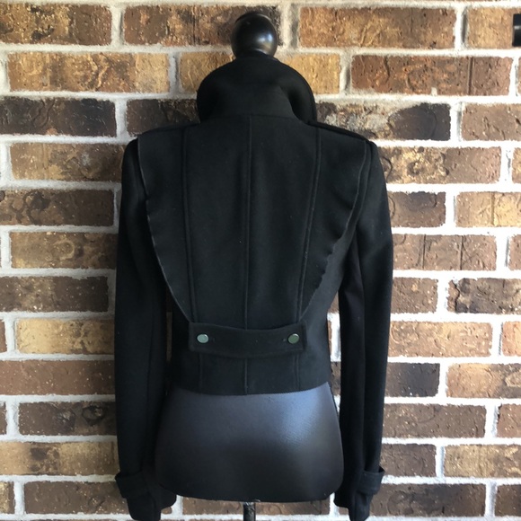 BCBGMAXAZRIA Black Fay Ruffled Moto Jacket - Picture 3 of 12